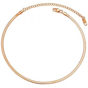 PROSTEEL Chaîne Courte Plaqué Or Rose Collier Ras de Cou Femme 32cm/41cm - Maille Miroir Réglable 3mm de Large (Prosteel Jewellery, neuf)