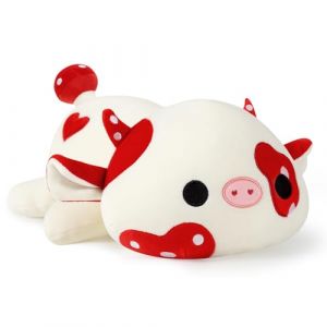 shownicer Peluche champignon vache en peluche kawaii, coussin en peluche, cadeau pour enfants et filles de 12 ans et plus, rouge, 30 cm (LetsGobro!, neuf)