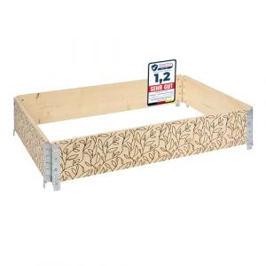 Garronda Cadre Potager en Bois imprimé 120x80x20 cm – Bac de Jardin pour Plantes, Fleurs, Fruits et légumes, Caisse de Rangement en Bois avec Motif décoratif GD-0075 (Feuille, 1 pcs) (Hisert, neuf)