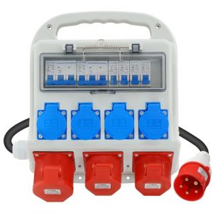 Coffret de Chantier Professionnel 400V 32A CEE, 4 Sorties 230V 2 Circuits 16A 1 Circuit 32A - Câble LS avec Fiche CEE, IP54 apour Ateliers, Usines (CHASING SONG LIMITED-, neuf)