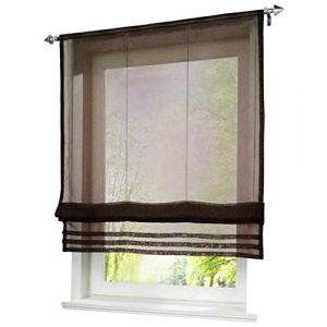 Store Romain Passe Tringle Couleur Unie Café avec Pan Plissé LxH/60x155CM Rideau Voilage Raffrollo Décoration de Fenêtre Chambre/Salle de Bain/Balcon (BAILEY JO, neuf)