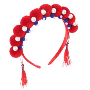 WATIIFUFU Opéra De Pékin Hua Cheveux Accessoires Décoratif Chinois Bandeau Chinois Opéra Coiffure Ancien Bandeau Chinois Cosplay Opéra Costume Style Chinois Bandeau Tissu Rouge (Heaezi, neuf)