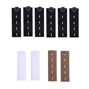 QLEUIFT 10 pcs Elastiques Waist Bouton Extension Rallonge Bouton Pantalon Extenseurs de Taille Elastiques Rallonge Pantalon Extenseurs de Bouton, 2 kaki, 2 blancs, 6 noirs (QLEUIFT, neuf)