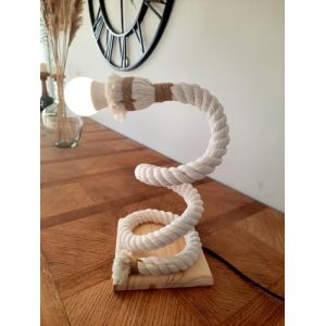 Solenzo - Lampe à poser originale corde vrille - lampe de chevet bord de mer - ampoule E27 offerte (Blanc) (SOLENZO, neuf)