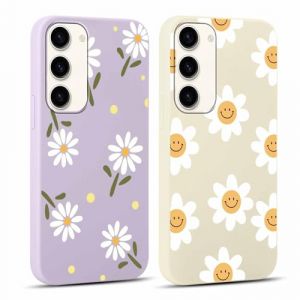 Yoedge 2 pièces Violet Coque pour Samsung Galaxy S23 5G 6,1" Motif de Fleurs et Feuilles Fille Femme Étui,Housse de Protection Antichoc TPU Mignon Aesthetic Design Case Cover pour Samsung S23 5G,Beige (Lei Xiao, neuf)
