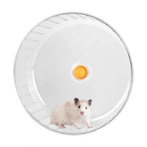 Roue Hamster 17 cm, Roue d'exercice Silencieuse pour Hamster, Roue de Course pour Chinchilla Gerbilles, Hamsters Wheel de Jouet Accessoire Transparent pour Totoro, Écureuil, Souris, Petit Animal (qinsocor, neuf)