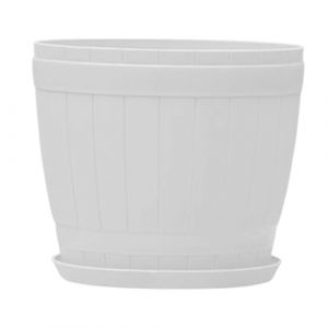 Pots de plantes carr&eacute;s - Grand pot de fleurs en r&eacute;sine - &Eacute;pais - Avec trous et plateaux pour l'int&eacute;rieur et l'ext&eacute;rieur - 50 cm - 50 cm - Blanc - L (fudamy, neuf)