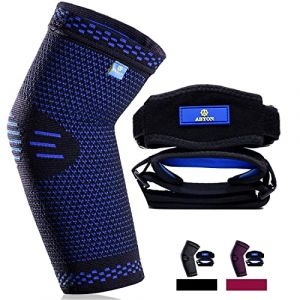 ABYON Coudière de Compression, 1 Pièce Manchon de Compression + 2 Pcs Tennis Coudière pour Homme Femme Soulage la Douleur Tendinite, Arthrite, Tennis Elbow, Épicondylite (NINGBO MEILI TRADE CO., LTD, neuf)