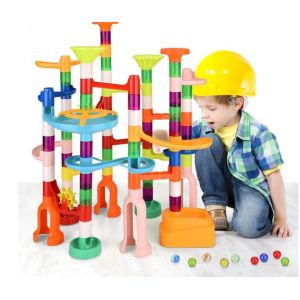 Ifollower Tricky Bille - 135 Pcs Circuit à Billes Couleurs Macaron, Éléments Ludiques Jeu de Construction d'un Labyrinthe Educatif, Sécurité Robuste Marble Rush Conviennent aux Enfant de Plus de 3 Ans (huihongEU, neuf)