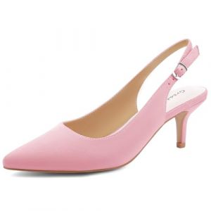 Greatonu Escarpins Femme Petit Talon Slingback Chaussure Femme Talon pour Ceremonie Mode et Chic Taille 40 EU,Rose (Maggie Shoes, neuf)