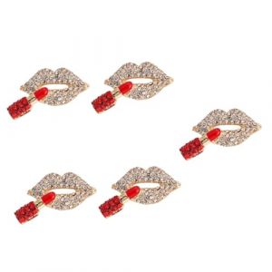 DEARMAMY 5 Pièces broche lèvres broche châle revers bracelet broches strass épingle à nourrice goupille lipstick pin’s roux épinglette de vêtements épingle à chapeau épinglette alliage (Telinei, neuf)