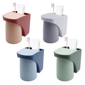 Druuzyl Porte-Brosses à Dents 4 Pièces Support de Rangement pour Salle de Bain, Porte-Gobelet avec Ventouse Organisateur pour Dentifrice et Brosse à Dents Lot de 4 Supports Murales (Tuyethjkd, neuf)