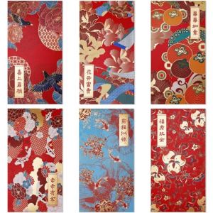 36pcs Enveloppes Rouges du Nouvel An Chinois, 17 x 9 cm 6 Styles d'Enveloppes Porte-Bonheur 2025 Enveloppes Rouges Enveloppes Rouges Chinoises 2025 pour Mariage Ann&eacute;e Lunaire Chinoise (KISEGO, neuf)