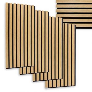 Lot de 4 panneaux acoustiques, aspect bois, 60 x 30 cm, absorbeur de bruit, d&eacute;coratifs, isolation phonique, panneaux muraux pour 0,72 m&sup2;, panneaux muraux, rev&ecirc;tement mural, isolation acoustique (Special-trends, neuf)