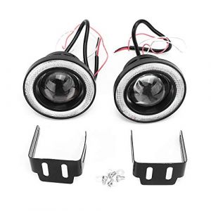 Tbest 3,5” Rond Feux LED Antibrouillard, 3.5 pouce LED antibrouillard Angel Eyes Modification antibrouillard avec assemblage de remplacement universel COB pour camion SUV de voiture(Lumière blanche) (Youluu-cd, neuf)