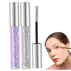 Mascara à paillettes pour femmes, 2pcs mascara brillant violet et argent, maquillage de curlaçage volumineux de curling, scintillant, paillettes (EnshishiZHOULEIxinxikejiyouxiangongsi, neuf)