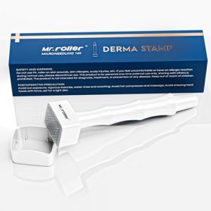 Mr.roller Derma Stamp, Derma Stamp, réglable 0–3 mm, 140 broches en titane, pour stimuler la croissance des cheveux, de la barbe, du visage, du corps (Mr.roller, neuf)