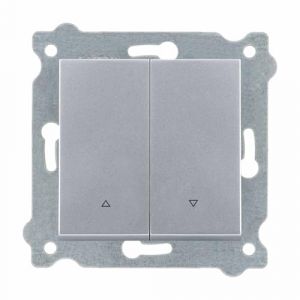 EXEN - Double Bouton Volet Roulant Argent 2 Voies - Poussoir Mural Encastrable - Contr&ocirc;le Mont&eacute;e/Descente - All-in-One Compatible avec les s&eacute;ries KARELL/ODAK/COMFORT - 216/10E (ELHURT, neuf)