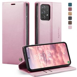 caseme Coque pour Samsung Galaxy A52S 5G/ A52 Etui Premium Housse en Cuir Pochette Protection Portefeuille Rabat Clapet Case Porte Carte Magnétique Flip Étui pour Samsung A52S 5G/ A52 4G/5G - Or Rose (KZB Europe, neuf)