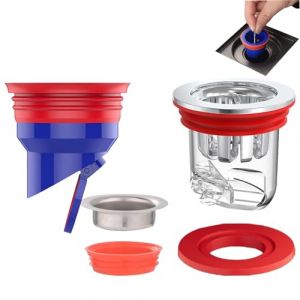 2 Pièces Clapet Anti Odeur Douche WISIRENT, 33-52mm Clapet Anti Odeur Douche Bouchon Siphon de Sol de Douche, Bouchon Anti Odeur Machine a Laver Noyau de Drain de Sol Déodorant pour Cuisines (wensu-U, neuf)