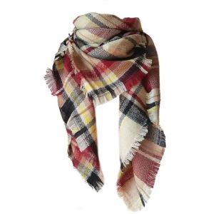 FIFTHAVE &Eacute;charpe Femme Homme Ch&acirc;le Cachemire Ecossaise Mode Ponchos Plaid Foulards Automne Hiver Oversize Cape Glands Scarf Carreaux Chaud Carr&eacute;e Souple &Eacute;tole Couvertures Rouge bourgogne (Ysqtech, neuf)