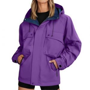 Vestes Imperméables Femme avec Capuche Zip Poncho Pluie Léger Automne Hiver Manches Longues Manteau Sport Montagne Blousons Femme Anti-Pluie Randonnée pour Camping Activités Voyages de Plein Air (wulizizi, neuf)