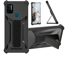 bojioderf Coque pour UMIDIGI A7 Pro Coque &Eacute;tui Case Cover Hybride [avec Protection d'&eacute;cran en Verre tremp&eacute;] [support magn&eacute;tique Pliable] [givr&eacute; r&eacute;sistant aux Empreintes digitales] Noir (Oujietong, neuf)