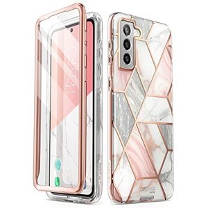 i-Blason Coque de Protection Brillante à 360 degrés pour Samsung Galaxy S21 FE 5G (6,4 Pouces) avec Film Protecteur d'écran intégré (marbre) (SUPCASE & i-Blason Store, neuf)
