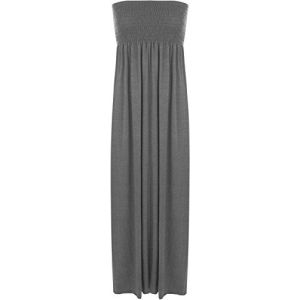 WearAll Grande taille Femmes Imprim&eacute; Bandeau Bustier Fronc&eacute; Robe Longue Maxi - 44-50, Anthracite., 48-50 (WearAll, neuf)