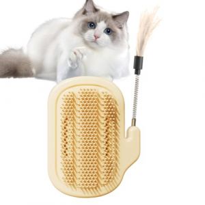 Grattoir d'angle mural pour chat &ndash; Brosse de toilettage pour chat avec herbe &agrave; chat, peigne de massage | Outil de toilettage pour canap&eacute;, meubles, table, relaxation pour chaton, lapin, fixation murale (qifanm, neuf)