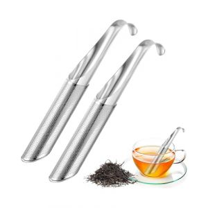 KGDUYC 2PCS Filtre à Thé, Filtres à thé en Acier Inoxydable, Pipe à Thé Passoires de Diffuseur, thé Réutilisable à Thé Tube Maille Fine de Thé Filtre, à long Manche Passoire, thé en Vrac, épices (Qertyias OÜ, neuf)
