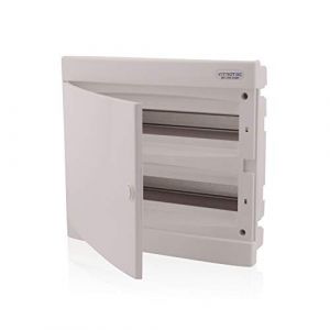 Intratec Coffret de distribution encastr&eacute;, IP40 &ndash; Bo&icirc;tier de distribution int&eacute;rieur avec porte blanche, pour installation en milieu sec, 2 rang&eacute;es, 36 modules, 357 x 382 x 106 mm (Spitzenspannung Elektrotechnik, neuf)