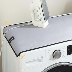 Tapis de Repassage Magn&eacute;tique R&eacute;sistant &agrave; la Chaleur par Encasa XO, Alternative &agrave; la Housse de Planche &agrave; Repasser, Couverture de Voyage Pliable pour Table, Lave-Linge/S&egrave;che-Linge, Argent, 18"x31" (Encasa Home, neuf)