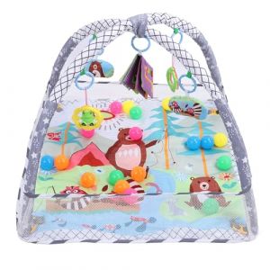 Tapis de Jeu de Gymnastique pour b&eacute;b&eacute;, Tapis de Jeu en Coton et Gymnases au Sol, Tapis de Temps Portable sur le Ventre avec 20 Balles D'oc&eacute;an Douces, Jouets Suspendus, Tapis pour (Lisopiu, neuf)