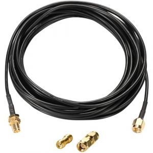 Greluma 1 Pi&egrave;ce 5m SMA M&acirc;le &agrave; SMA Femelle Cloison RG174 C&acirc;ble Coxial + 2 Pcs Kit Adaptateur SMA Coaxial RF pour Antenne &Eacute;quipement SDR Radio HAM, Antenne 3G 4G LTE, ADS-B, GPS (Lumatech-EU, neuf)