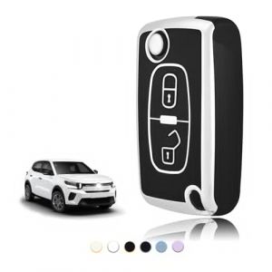 TOOMUME Coque Clé TPU, Etui Clé Étui Clé Adapté pour Peugeot 207 CC 308 SW 607 Expert Partner Tepee Citroen C4 C3 Picasso Berlingo Fiat Scudo, Couvre Clef Cache Cle Voiture Telécommande - Flip Key (TOOMUME, neuf)