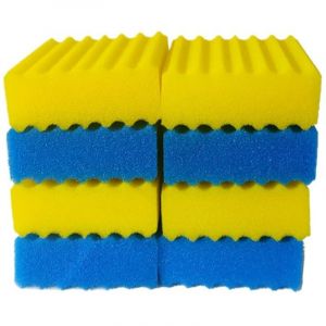 kychenBase CBF-550 / MBF-550 Mousse filtrante Bassin – Médias filtrants de Remplacement, Mousse filtrante pour Filtre Bassin (4 x Bleu Grossier & 4 x Jaune Fin) (kychenBase, neuf)