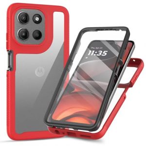 ILING Coque pour Motorola Moto G56 5G, 360&deg; Int&eacute;grale Protection Transparent Tr&egrave;s Mince Antichoc &Eacute;tui avec L'&eacute;cran Int&eacute;gr&eacute;, Prime Dur PC + Silicone TPU Bumper Housse (Rouge Fonc&eacute;) (Wanten, neuf)