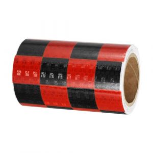 PATIKIL Ruban R&eacute;fl&eacute;chissant Adh&eacute;sif Carr&eacute; Rouge Noir 1 Rouleau 10cm x 3 M&egrave;tres Ruban Adh&eacute;sif R&eacute;fl&eacute;chissant de S&eacute;curit&eacute; Imperm&eacute;able et Haute Visibilit&eacute; pour Camions, Remorques, Voitures (PATIKIL UK, neuf)
