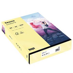 inapa Tecno Colors Lot de 500 feuilles de papier coloré Jaune clair Format A3 80 g/m² (versando®, neuf)