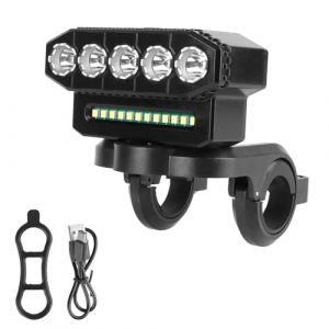 BWVMVB Spot longue Port&eacute;e Moto Phares Pour Moto Sans Fil &Agrave; LED 8/5, 20/12 V, 6 Modes D'&eacute;clairage, Portables, &Eacute;tanches, Rechargeables V&eacute;lo(5LED) (huorili, neuf)