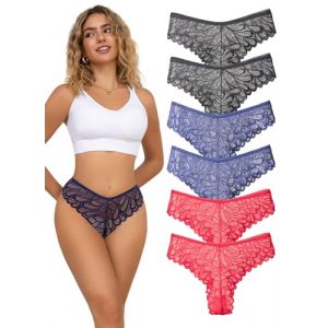 Hialegion Slip Brésilien Dentelle Souplesse Caleçon Femme Léger et Respirant et sans Couture Culotte Sexy 6PCS M (HiaLegion, neuf)