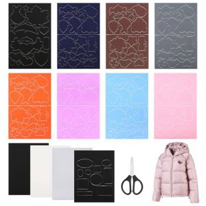 MirraSwit 12 Pièces Kit de réparation de Doudoune, Patch Thermocollant Doudoune, Patch Autocollant, Kit Reparation Tente, avec Ciseaux pour Doudounes Manteaux Tentes Sacs de Couchage (HONGQISHUN, neuf)