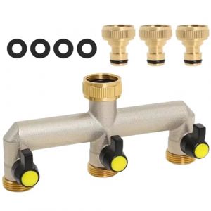 RoseFlower Distributeur 3 Voies, 3/4" et 1/2" Raccord de Tuyau D'arrosage, Étanche Adaptateur Robinet Tuyau Arrosage Exterieur - Garden Hose Splitter pour l'irrigation du Jardin, Robinet Extérieur (BrightLearnMarketEU, neuf)