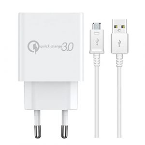 Chargeur rapide 18 W pour Samsung - Câble de charge rapide - 1,5 m - Adaptateur secteur pour Samsung Galaxy S7 S7 Edge S6 S5 A10 A03 A02 A01 A6 A6+ 2018 Xcover4 3 J4+ J6+ A3 A5 Galaxy Tab A10.1/A 7.0 (TelefonMax, neuf)