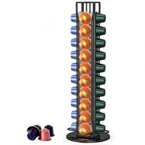 Porte Rangement pour Nespresso Capsules de Café, Supports pour 40 Capsules de Café Noir, 360 Degrés Rotable Range Coffee Capsule Stands, Distributeur de Capsules, Support de Rangement Dosette (XIAO ZHI HONG LIMITED, neuf)
