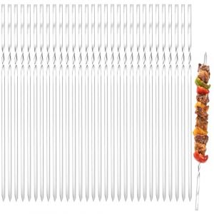 XILEPINGAN 30 Pi&egrave;ces Brochette inox,40 cm Pique Brochette Inox,Brochettes R&eacute;Utilisables en Acier Inoxydable,Brochettes en M&eacute;Tal,Brochettes de Barbecue pour Barbecue Viande l&eacute;gumes (B-30 Pi&egrave;ces-40 CM) (XILEPINGAN, neuf)