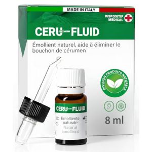 Gouttes Auriculaires Oreilles pour Bouchons de C&eacute;rumen 8ml - Ceru Fluid &Eacute;limination Accumulations de C&eacute;rumen - Formule 100% Naturelle Made in Italy - &Eacute;mollient Naturel Adjuvant avec Compte-Gouttes (Eurocali, neuf)