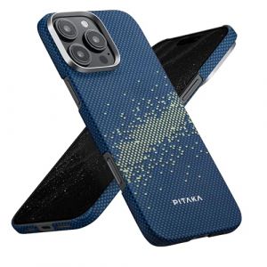 pitaka Coque Ultramince pour iPhone 16 Pro en Fibre Aramide Compatible avec Magsafe Housse de Protection Magn&eacute;tique Coque Tactile Tiss&eacute;e avec Toucher Agr&eacute;able Voie Lact&eacute;e Galaxie (PITAKAofficial, neuf)