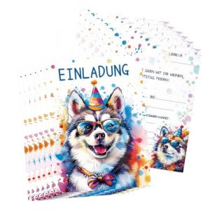 Invitation color&eacute;e pour une f&ecirc;te d'anniversaire, 12 cartes d'invitation amusantes pour un anniversaire d'enfant, invitation &agrave; une f&ecirc;te, Convient aux gar&ccedil;ons et aux filles(chiot) (Behaodian Store, neuf)